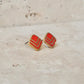 Square Vintage Button Earring 【Red】