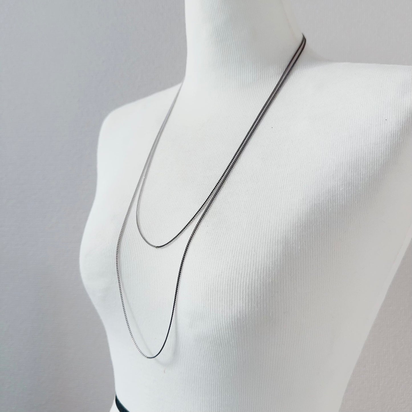 Bicolor Necklace -SHORT- 【Black & Silver 】