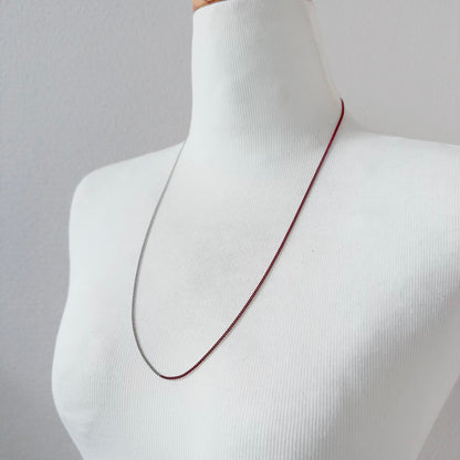 Bicolor Necklace -SHORT- 【Red & Silver】