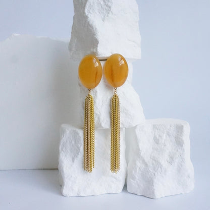 Italian Stone Tassel Earring 【Yellow】